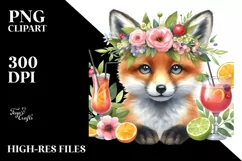 Young Fox, Wreath of Flowers | Clipart Product Image 3