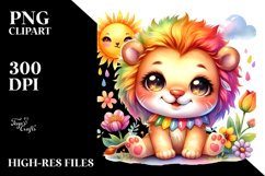 Smiling Baby Lion with Spring Clothes PNG Product Image 2