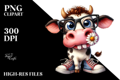 Expressive Cow with es PNG Product Image 2