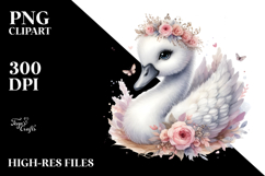 Digital Watercolor Adorning Baby Swan PNG Product Image 2