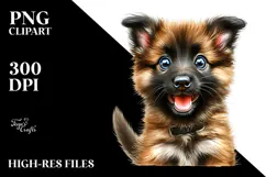 Baby Malinois with Flower PNG Product Image 2