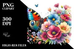 Butterfly Half of Spring Flowers PNG Product Image 2