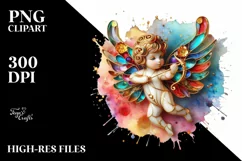 Cupid Angel Of Love Gesture Watercolor Florals Clipart Product Image 7