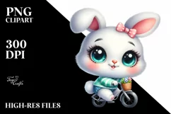 Bunny On a Bike Clipart |T-shirt, Mug PNG Product Image 1