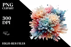 Colorfull Watercolor Chrysanthemum with Material PNG Product Image 3
