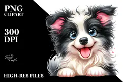 Cute Cartoon Border Collie PNG Product Image 2