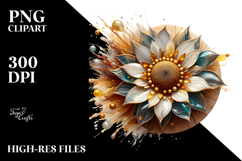 Abstract Sunflower with Golden Insertions PNG Product Image 2