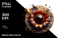 Abstract Sunflower with Golden Insertions PNG Product Image 2