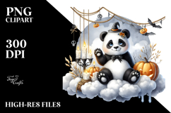 Panda Dressed for Halloween on Cloud PNG Product Image 2