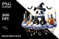 Panda Dressed for Halloween on Cloud PNG Product Image 2