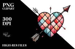 Stained Heart Arrow PNG Product Image 2