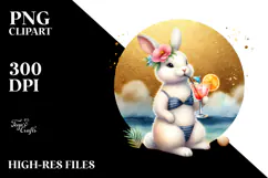 Cute Bunny in Beachwear PNG Product Image 2
