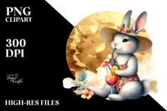 Bunny Drinking Cocktail on Gold Circle Product Image 2