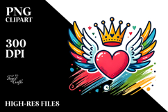 Simple Paintbrush Heart with Wings and Crown PNG Product Image 2
