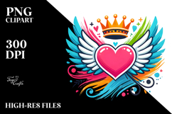 Simple Paintbrush Heart with Wings and Crown PNG Product Image 2