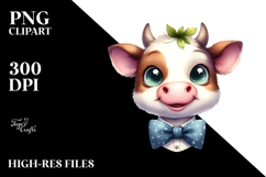Funny Cow with Bow PNG Product Image 2