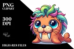 Cute Baby Walrus Crazy Eyes Clipart Product Image 3