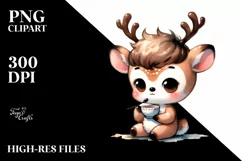 a Cute Watercolor Deer PNG Product Image 1