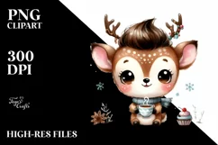 a Cute Watercolor Deer PNG Product Image 1