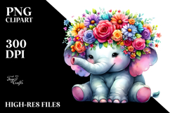 Adorned Elephant with Flower Crown, Transparent PNG Product Image 2