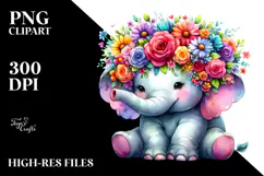 Adorned Elephant with Flower Crown, Transparent PNG Product Image 2