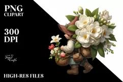 Digital Painting Gnome Gardenia Clipart Product Image 1