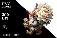 Digital Painting Gnome Gardenia Clipart Product Image 3