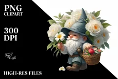 Digital Painting Gnome Gardenia Clipart Product Image 1