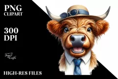 Cow Enthusiastic White Hat Highland Cow Portrait Product Image 3
