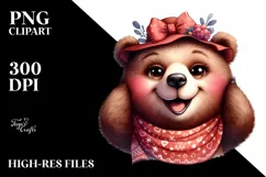 a detailed watercolor, funny cute Bear Smiling | Clipart Product Image 3