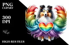 Rainbow Shetland Sheepdog Heart PNG Product Image 2