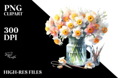 Colorful Jar with Large Narcissus | Clipart Product Image 2