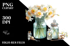 Colorful Jar with Large Narcissus | Clipart Product Image 2