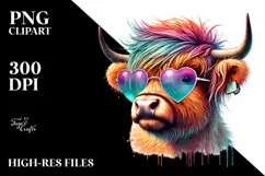 Highland Calf with Sunglasses, Transparent PNG Product Image 2