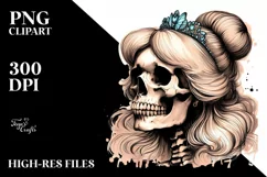 Watercolor Skull Cinderella PNG Product Image 1
