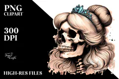 Washed Skull with Hair, Cinderella PNG Product Image 2