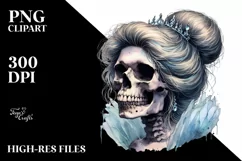 Watercolor Skull Cinderella PNG Product Image 1