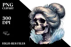 Washed Skull with Hair, Cinderella PNG Product Image 2