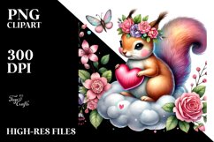 Adorned Squirrel on Cloud, Colorful PNG Product Image 2