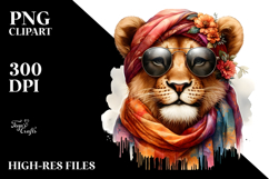 Vibrant Cute Lion Portrait Watercolor Clipart Product Image 2