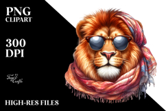 Vibrant Cute Lion Portrait Watercolor Clipart Product Image 2
