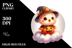 Cute Digital Chicken Halloween PNG Product Image 2