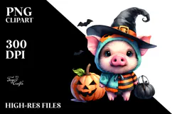 Cute Baby Pig Dressed for Halloween PNG Product Image 2