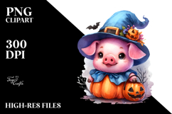 Cute Baby Pig Dressed for Halloween PNG Product Image 2