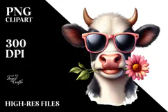 Funny Cow with Sunglasses PNG Product Image 2