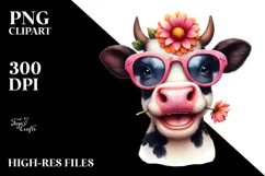 Funny Cow with Sunglasses, PNG Product Image 2