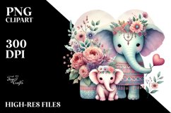 Boho Elephant with Big Heart PNG Product Image 2