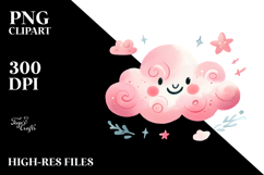 Watercolor Smiling Cloud PNG Product Image 2
