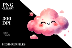 Watercolor Smiling Cloud PNG Product Image 2