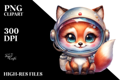Cute Baby Fox with Astronaut Helmet PNG Product Image 2